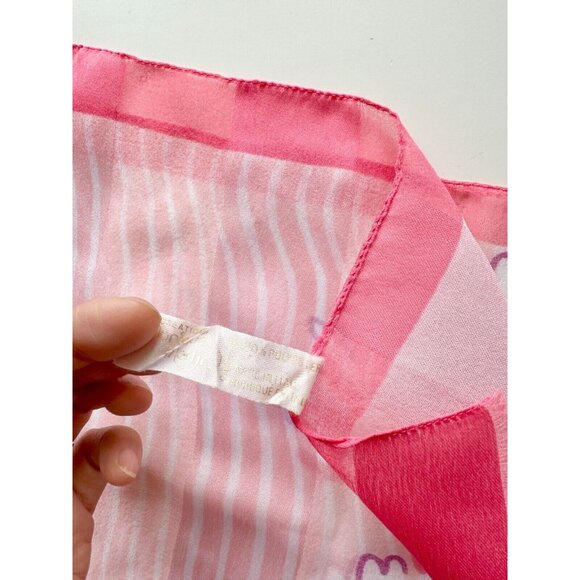 Vintage MONIQUE MARTIN Pink Floral Striped Polyester 53"x11" Rectangle Scarf - Picture 6 of 8
